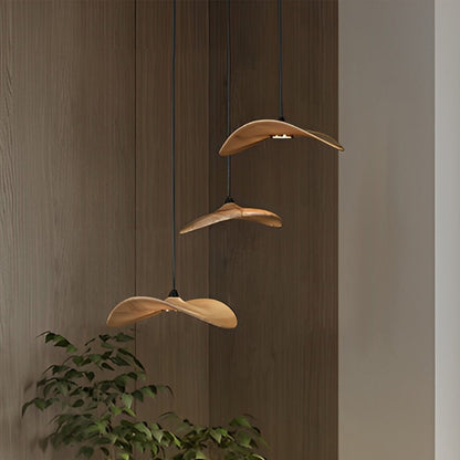 Modern Wood Natural Style Lotus Leaf LED Pendant Light - Flare Shack