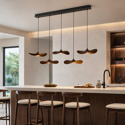 Modern Wood Natural Style Lotus Leaf LED Pendant Light