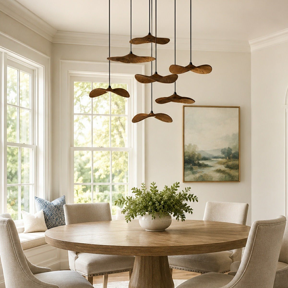Modern Wood Natural Style Lotus Leaf LED Pendant Light
