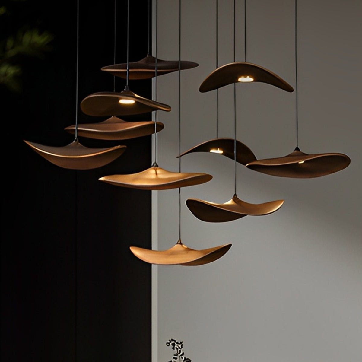 Modern Wood Natural Style Lotus Leaf LED Pendant Light - Flare Shack