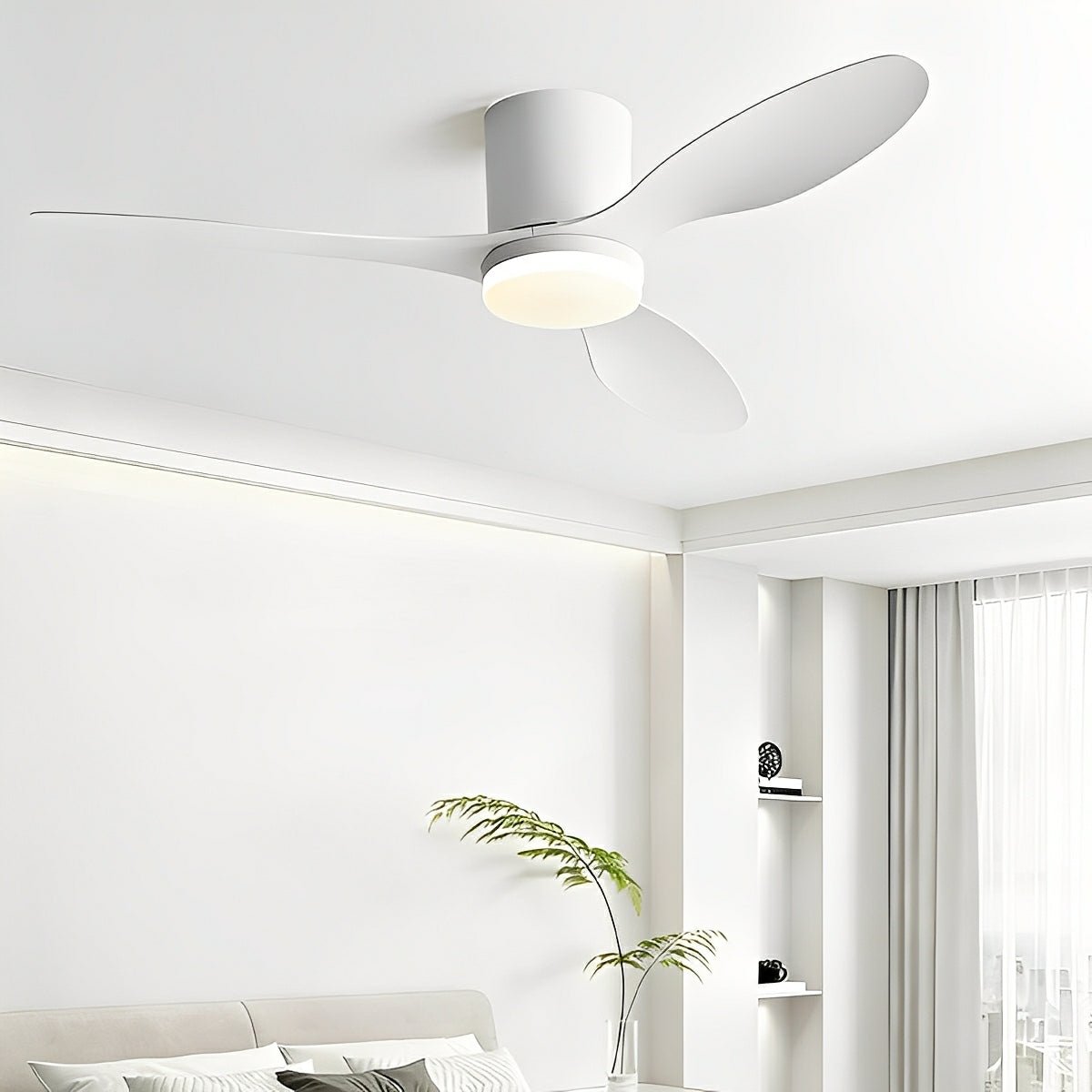 Nordic Modern Minimalist DC Motor Reverse LED Ceiling Fan Light - Flare Shack