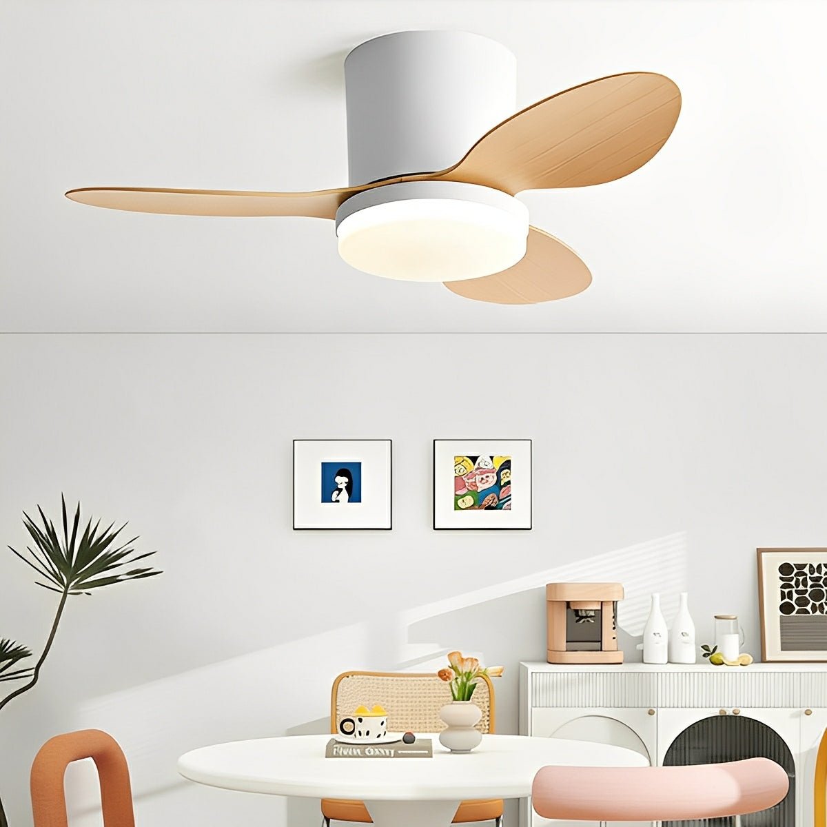 Nordic Modern Minimalist DC Motor Reverse LED Ceiling Fan Light - Flare Shack