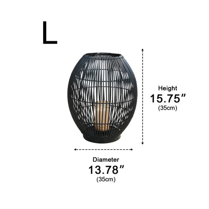 Outdoor Black Handmade LED Candle Lantern Floor Lamp