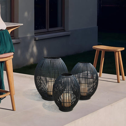 Outdoor Black Handmade LED Candle Lantern Floor Lamp