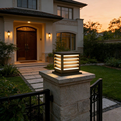 Outdoor Black Square Grille Post Cap Lights Fence Column Light - Flare Shack