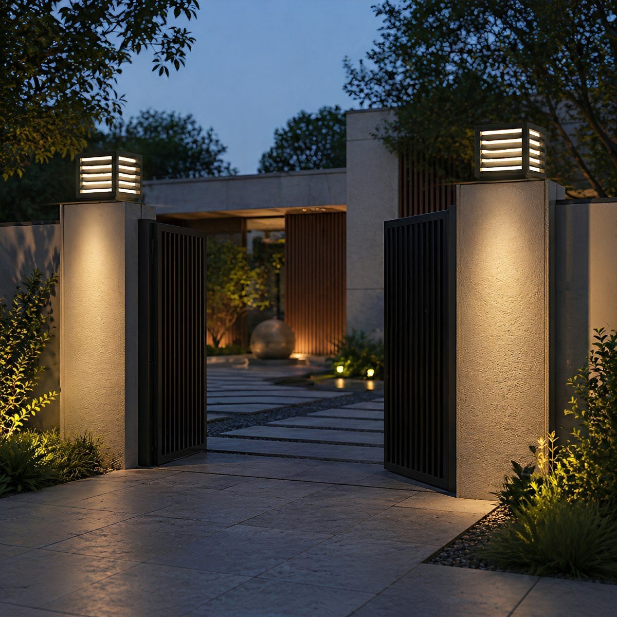 Outdoor Square Grille Post Cap Lights Fence Column Light
