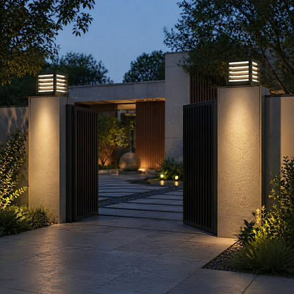 Outdoor Square Grille Post Cap Lights Fence Column Light