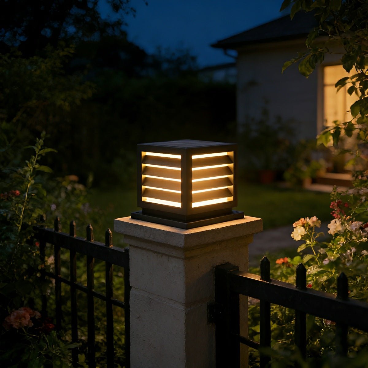 Outdoor Square Grille Post Cap Lights Fence Column Light