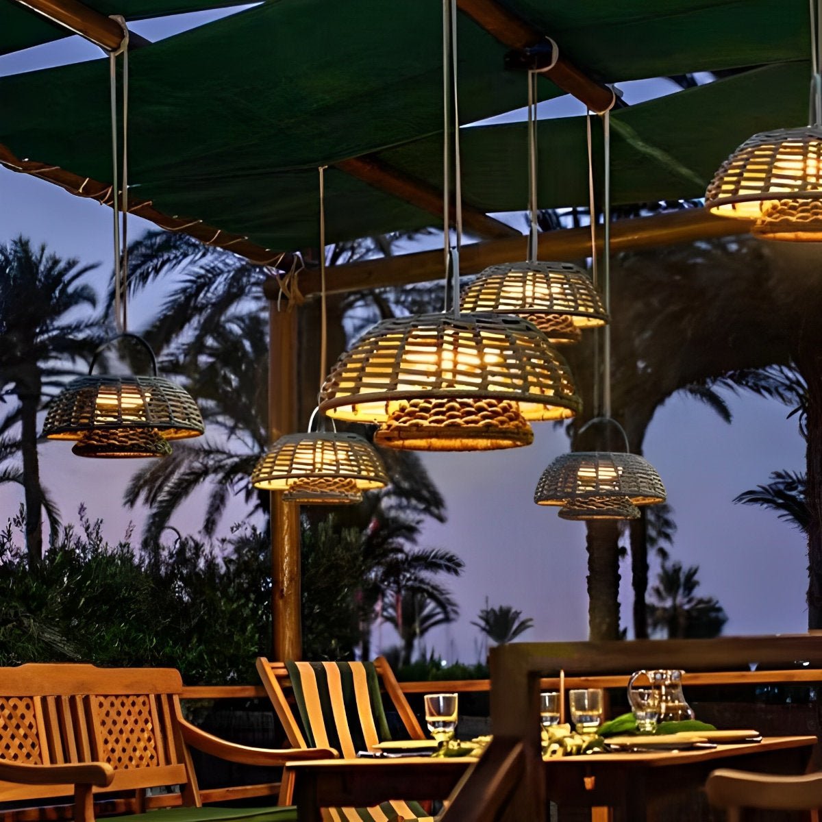 Outdoor Waterproof Hanging Lights Rattan Courtyard Patio Landscape Lamp - Flare Shack