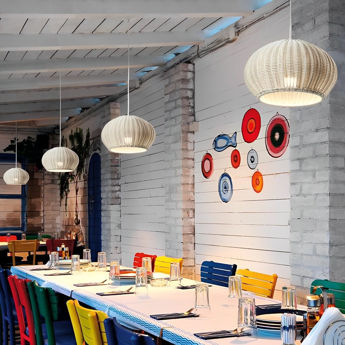 Rustic Woven Boho Rattan Pendant Light Lanterns