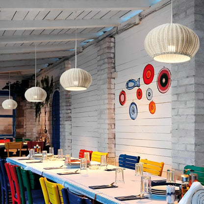 Rustic Woven Boho Rattan Pendant Light Lanterns