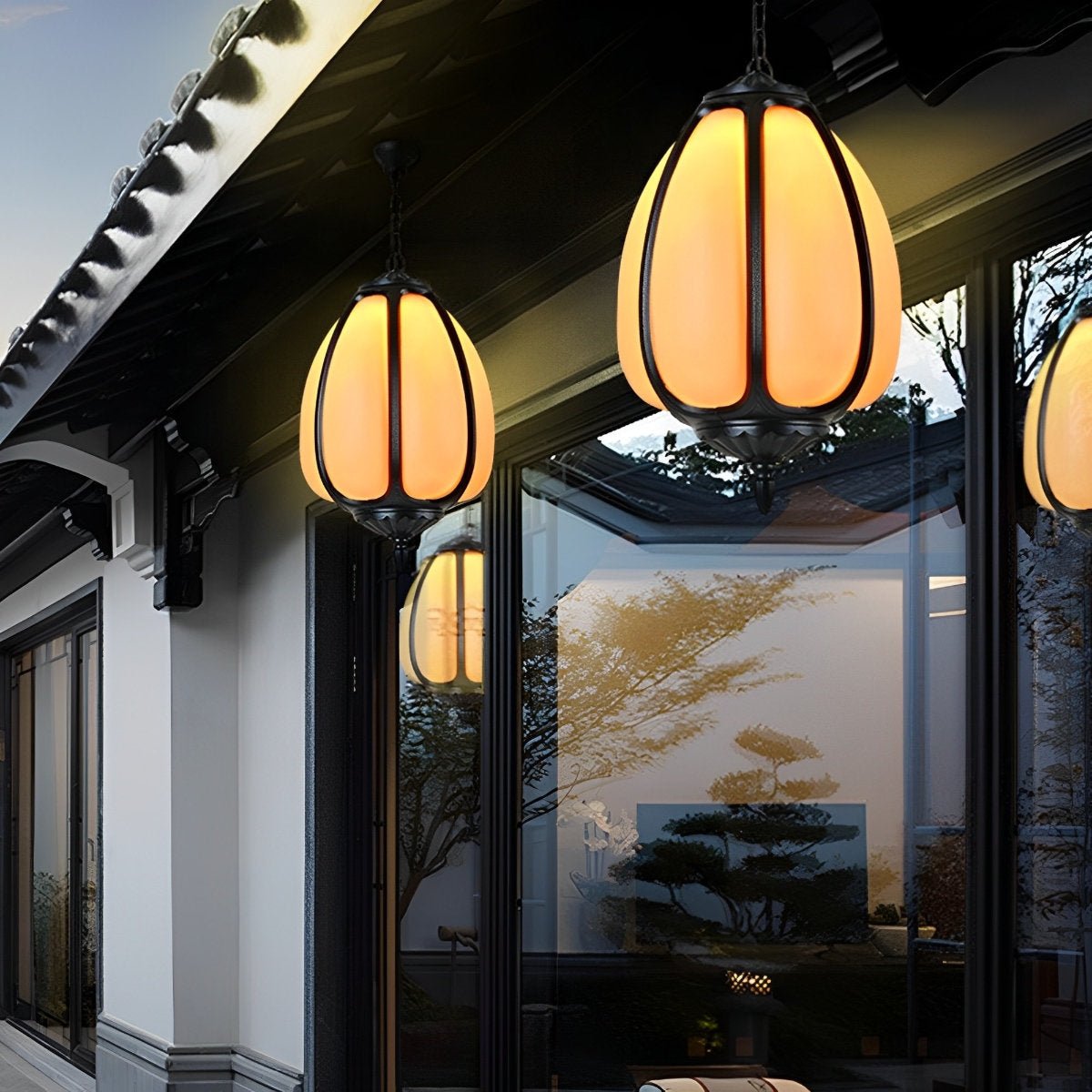 Outdoor Waterproof Pumpkin Pendant Lights Garden Lantern Lamp