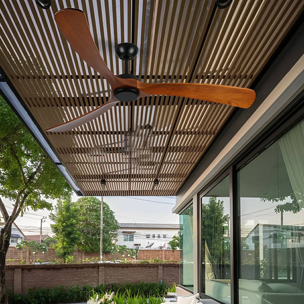 Outdoor Waterproof Wood Reverse Ceiling Fan - Flare Shack