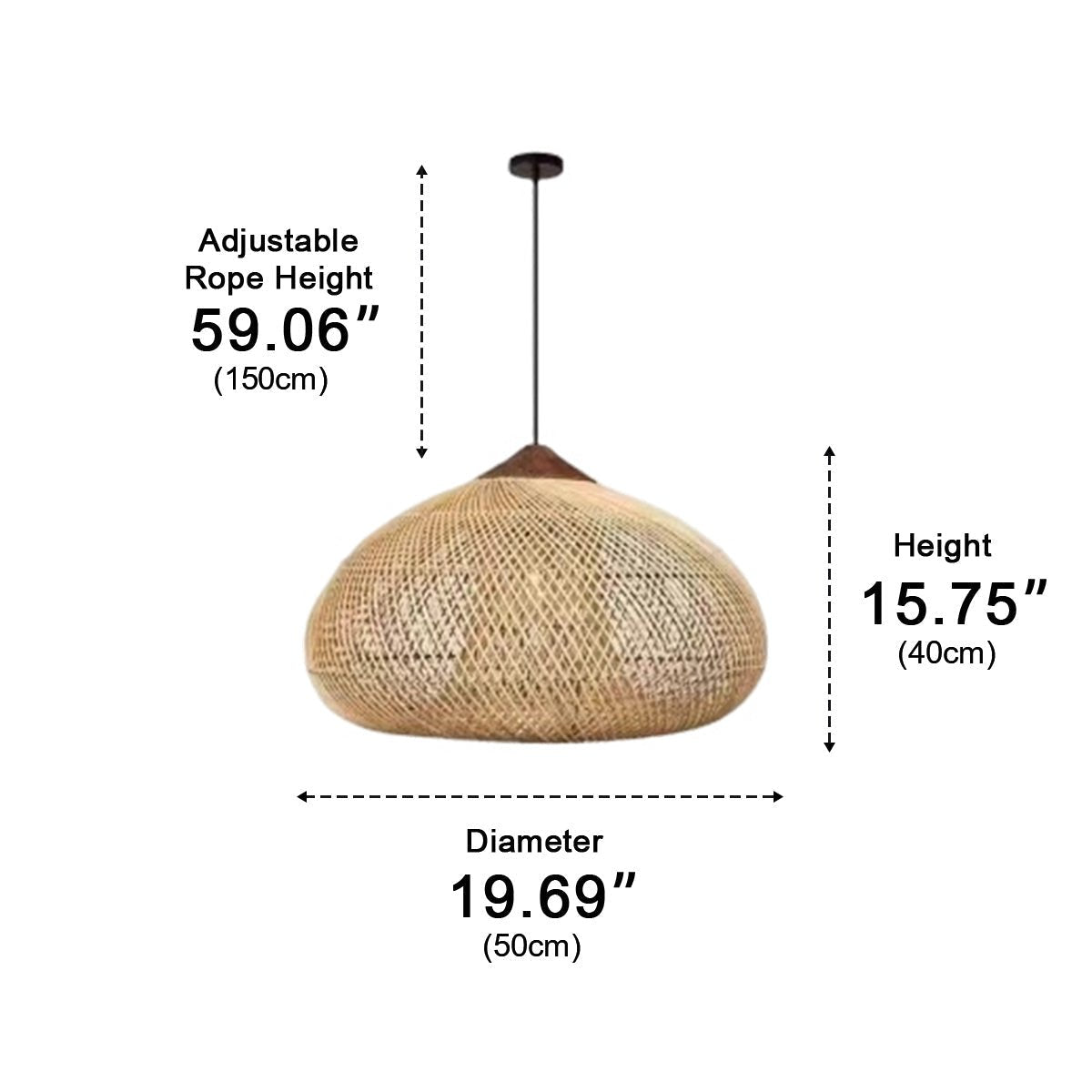Oval-shaped Handmade Rattan Pendant Light – Boho Woven Hanging Lamp