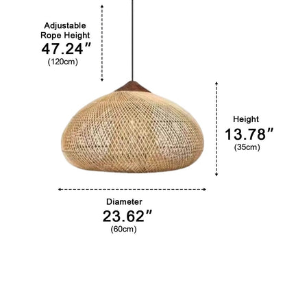 Oval-shaped Handmade Rattan Pendant Light – Boho Woven Hanging Lamp
