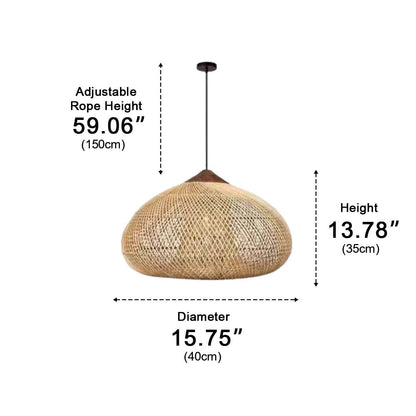 Oval-shaped Handmade Rattan Pendant Light – Boho Woven Hanging Lamp