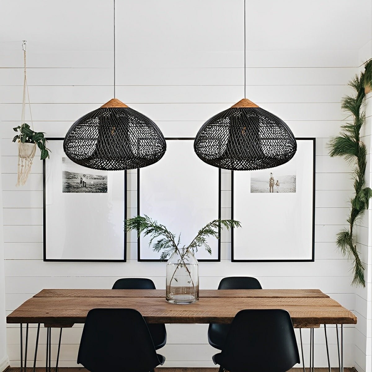 Oval - shaped Handmade Rattan Pendant Light – Boho Woven Hanging Lamp - Flare Shack