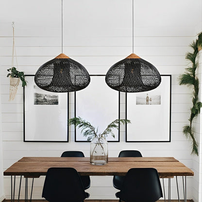 Oval - shaped Handmade Rattan Pendant Light – Boho Woven Hanging Lamp - Flare Shack