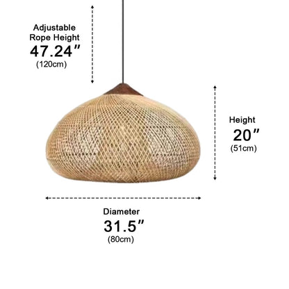 Oval-shaped Handmade Rattan Pendant Light – Boho Woven Hanging Lamp