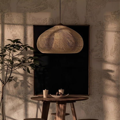 Oval - shaped Handmade Rattan Pendant Light – Boho Woven Hanging Lamp - Flare Shack