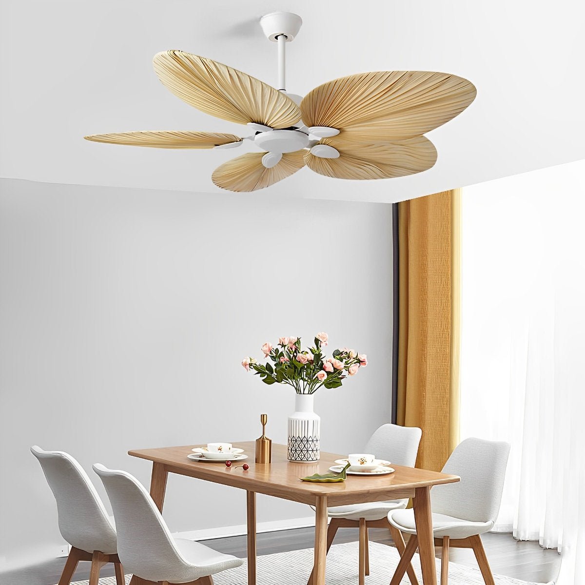 Palm Leaf Ceiling Fan with Silent Frequency Conversion Remote Control For Bedroom  - Flare Shack