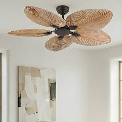 Palm Leaf Ceiling Fan with Silent DC Motor Frequency Conversion Remote Control For Bedroom - Flare Shack