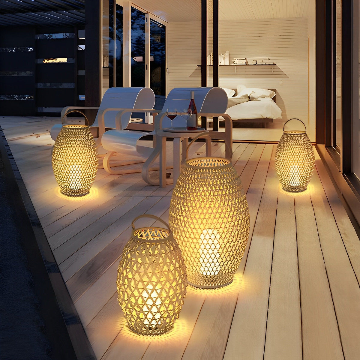 Outdoor Waterproof Rattan LED Lanterns Lamp
