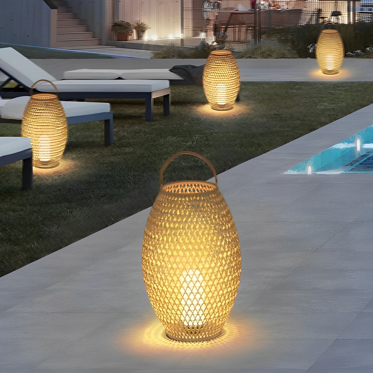 Portable Lanterns Shape Light Waterproof LED Modern Lawn Lamp Landscape Floor Lighting for Garden - Flare Shack