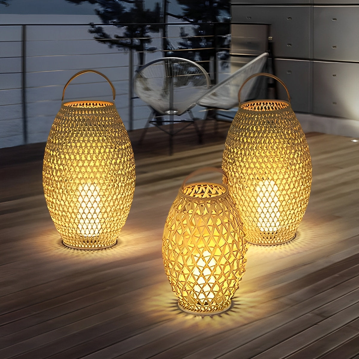 Outdoor Waterproof Rattan LED Lanterns Lamp