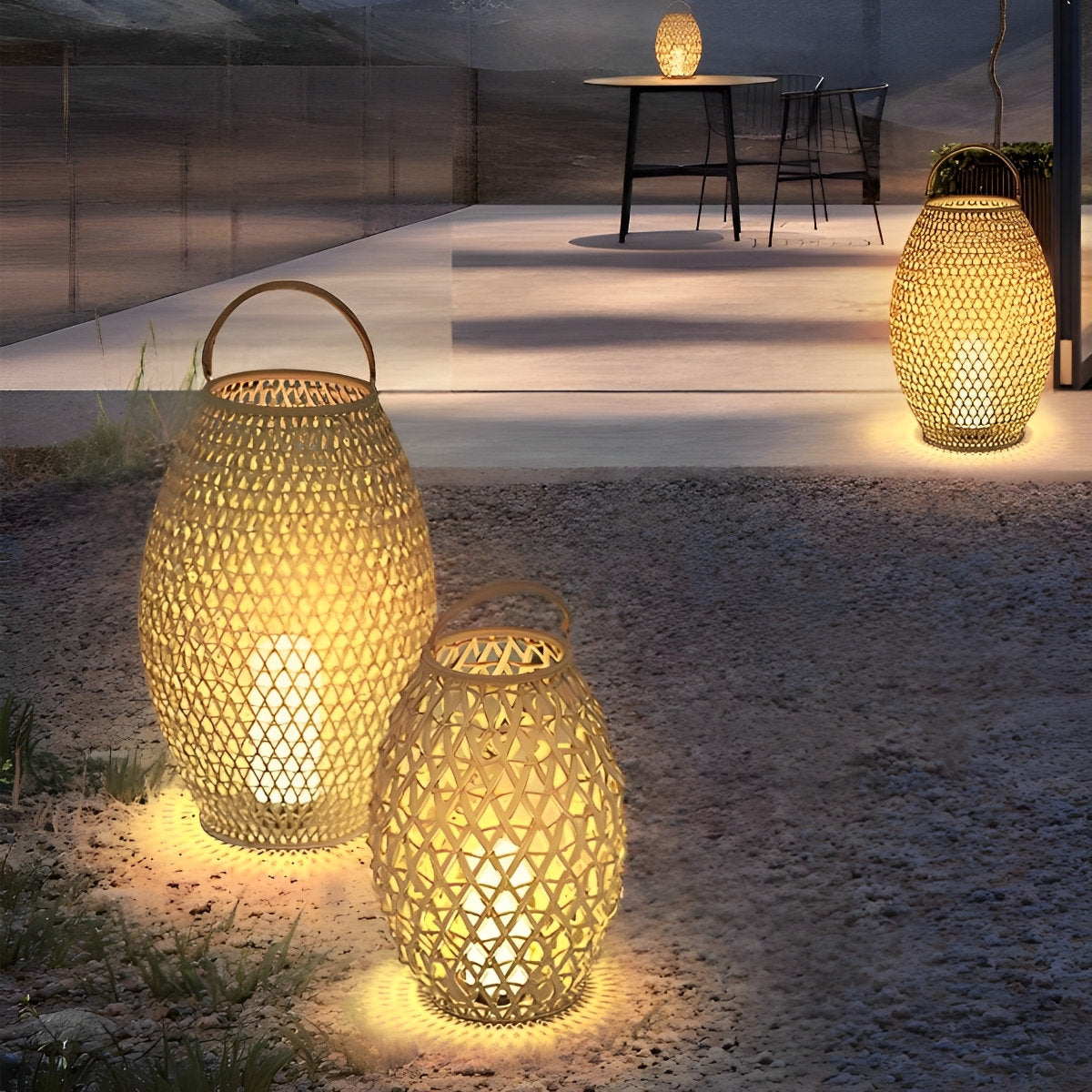 Outdoor Waterproof Rattan LED Lanterns Lamp