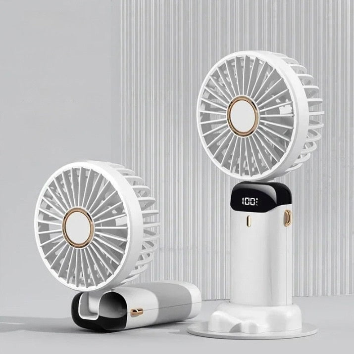 Handheld Mini Fan 3000mAh Portable USB Rechargeable Desk Fan 5 Speed Neck Hanging Outdoor Display Screen