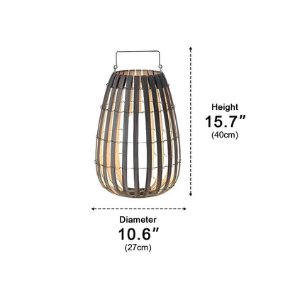 Handmade Rattan Hanging Lantern LED Waterproof Outdoor Lights