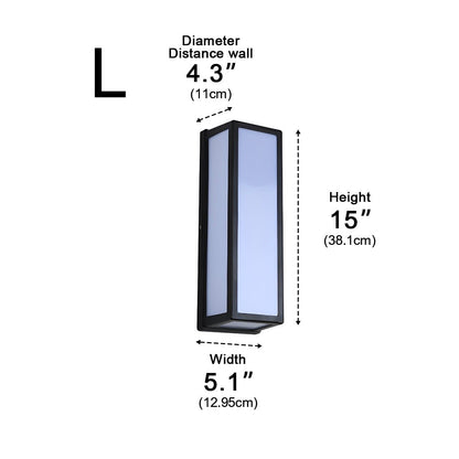Rectangle LED Waterproof Motion Sensor Black Modern Wall Sconce Lighting