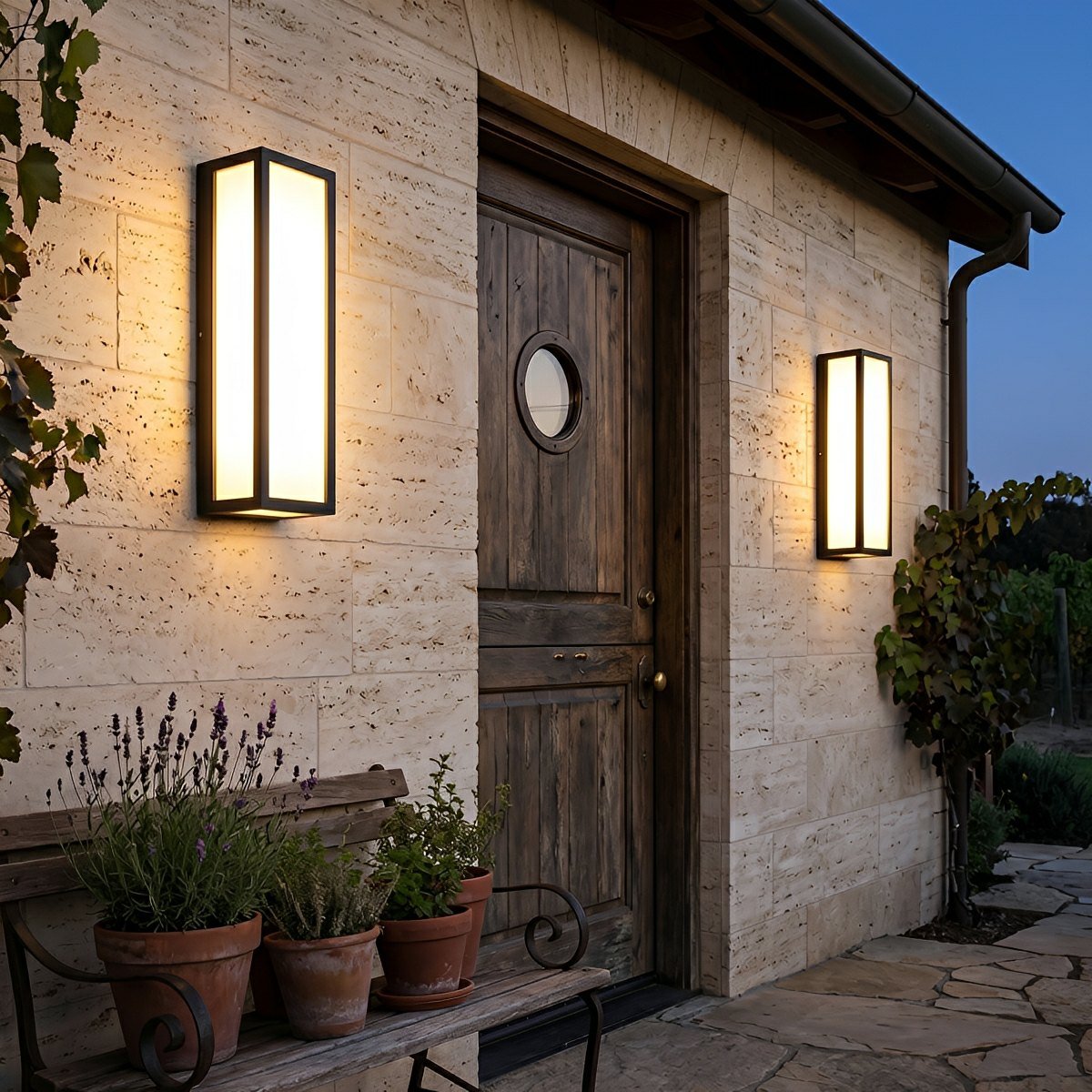 Rectangle LED Waterproof Motion Sensor Black Modern Wall Sconce Lighting - Flare Shack