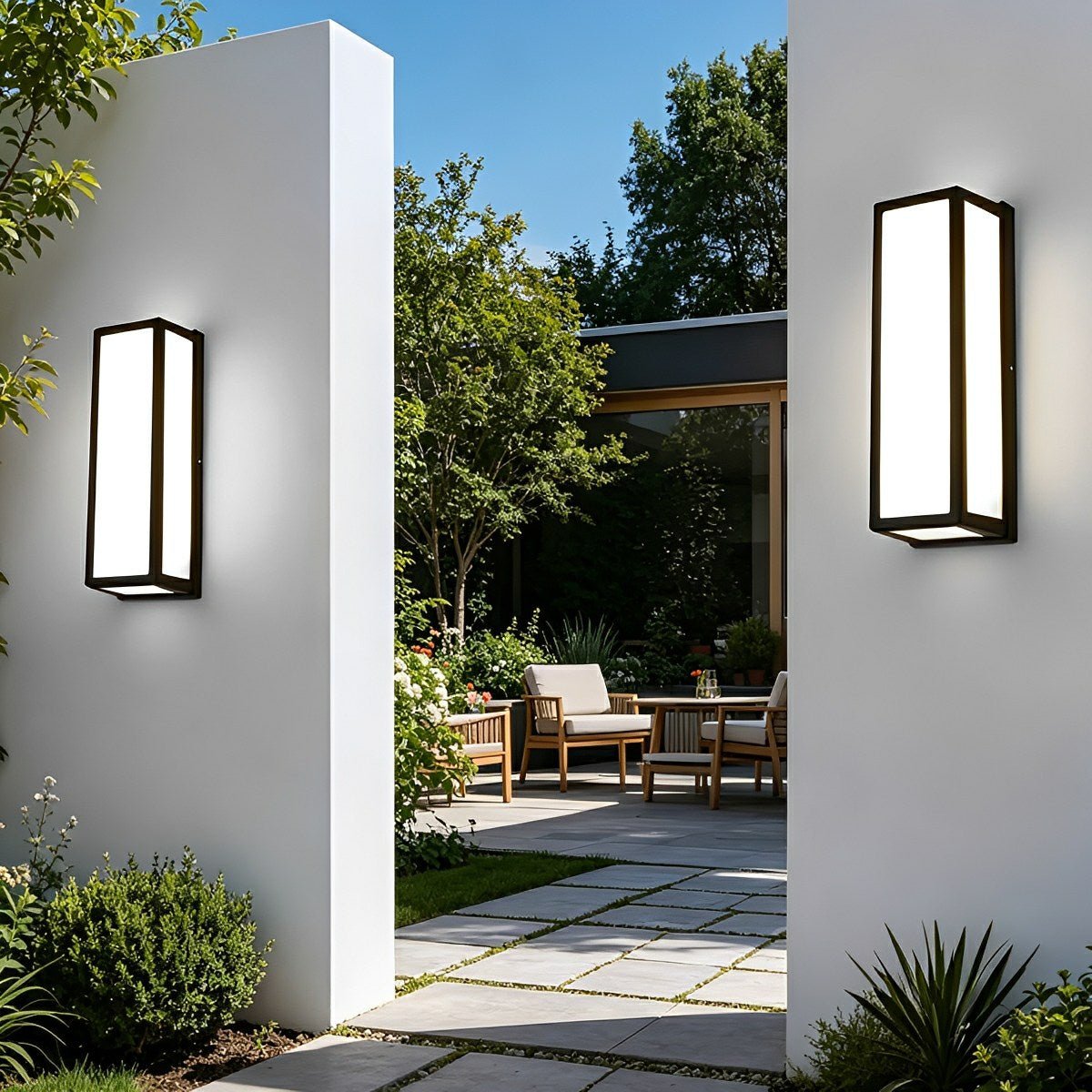 Rectangle LED Waterproof Motion Sensor Black Modern Wall Sconce Lighting - Flare Shack