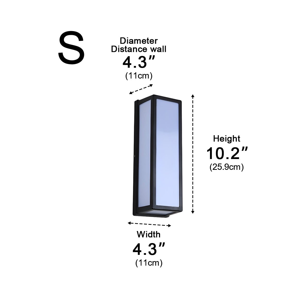 Rectangle LED Waterproof Motion Sensor Black Modern Wall Sconce Lighting