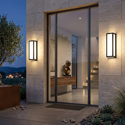 Rectangle LED Waterproof Motion Sensor Black Modern Wall Sconce Lighting - Flare Shack