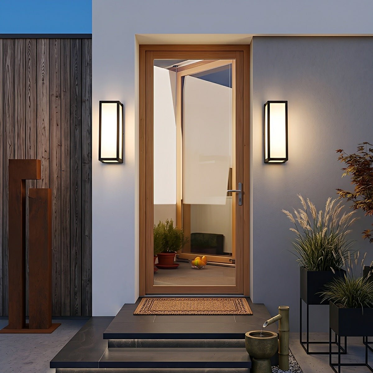 Rectangle LED Waterproof Motion Sensor Black Modern Wall Sconce Lighting - Flare Shack