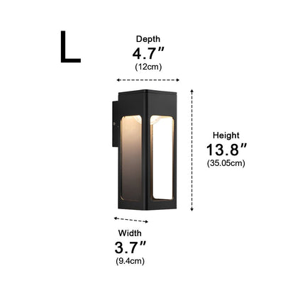 Modern Rectangular Waterproof LED Black Outdoor Wall Light Sconce Lamp