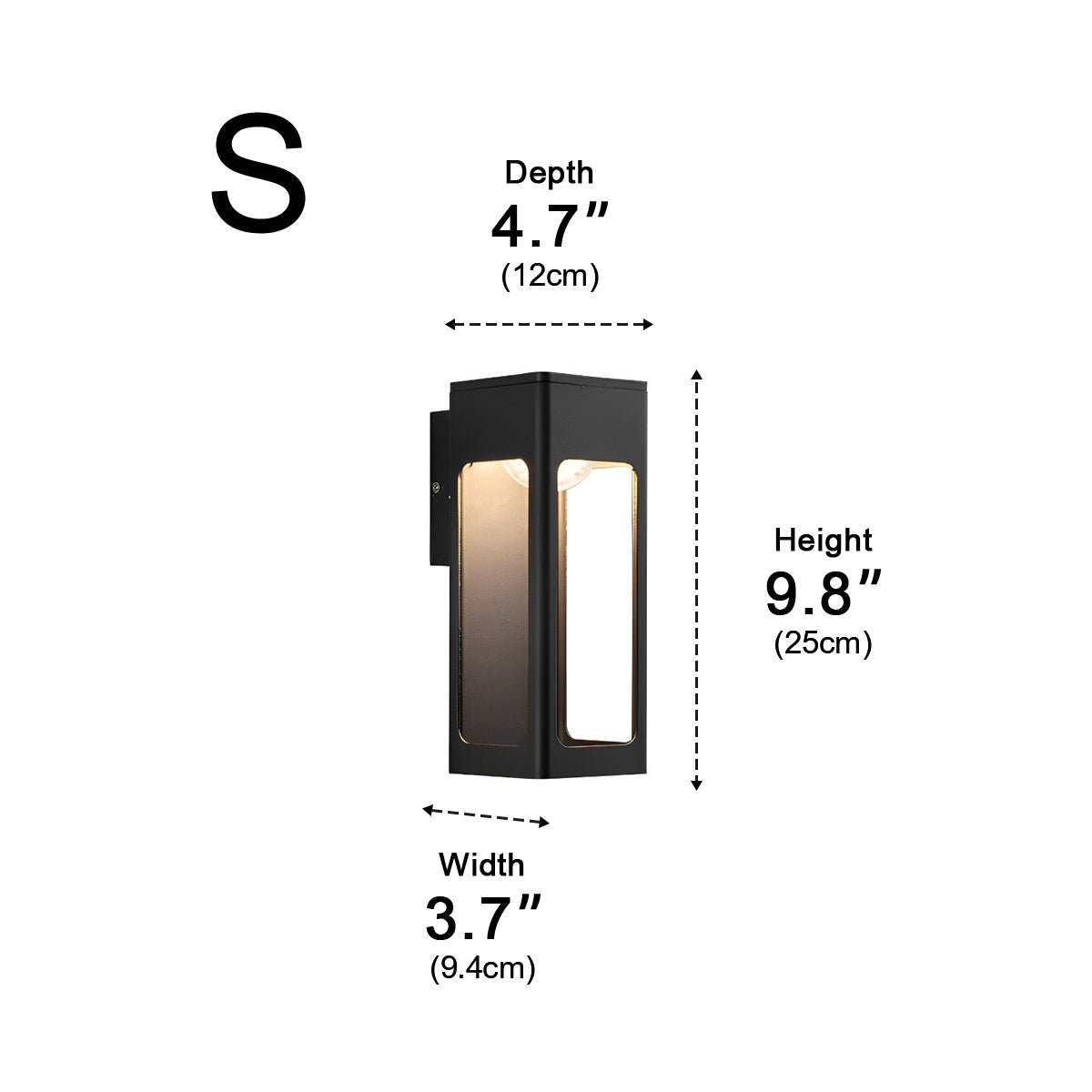 Modern Rectangular Waterproof LED Black Outdoor Wall Light Sconce Lamp
