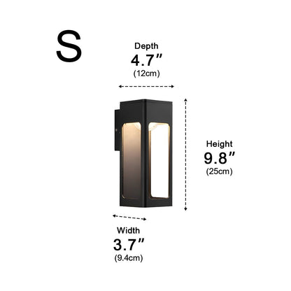 Modern Rectangular Waterproof LED Black Outdoor Wall Light Sconce Lamp