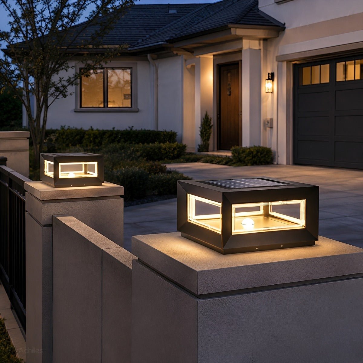 Rectangular Modern Stainless Steel Waterproof LED Outdoor Post Lights
