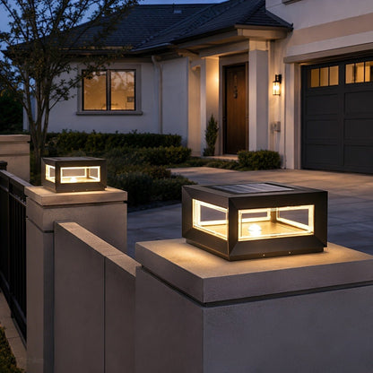 Rectangular Modern Stainless Steel Waterproof LED Outdoor Post Lights