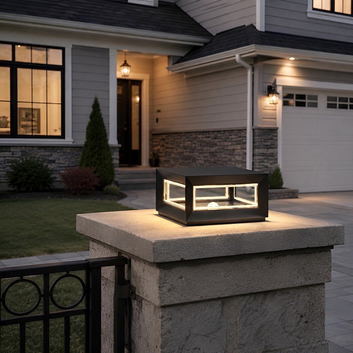 Rectangular Modern Stainless Steel Waterproof LED Outdoor Post Lights - Flare Shack