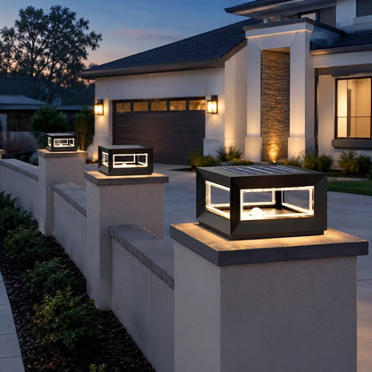 Rectangular Modern Stainless Steel Waterproof LED Outdoor Post Lights - Flare Shack