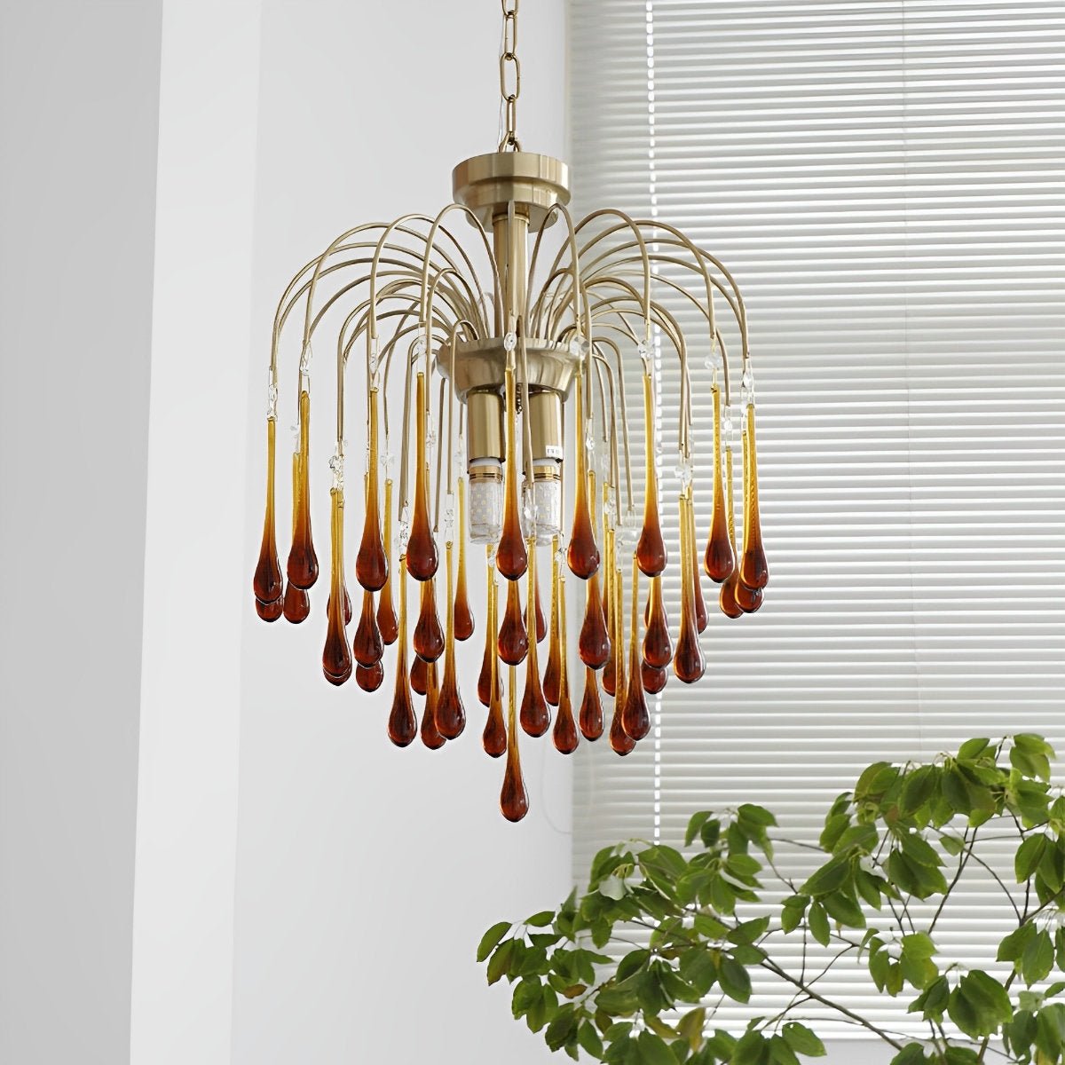 Retro Gold Linear Teardrop Crystal Chandeliers - Flare Shack