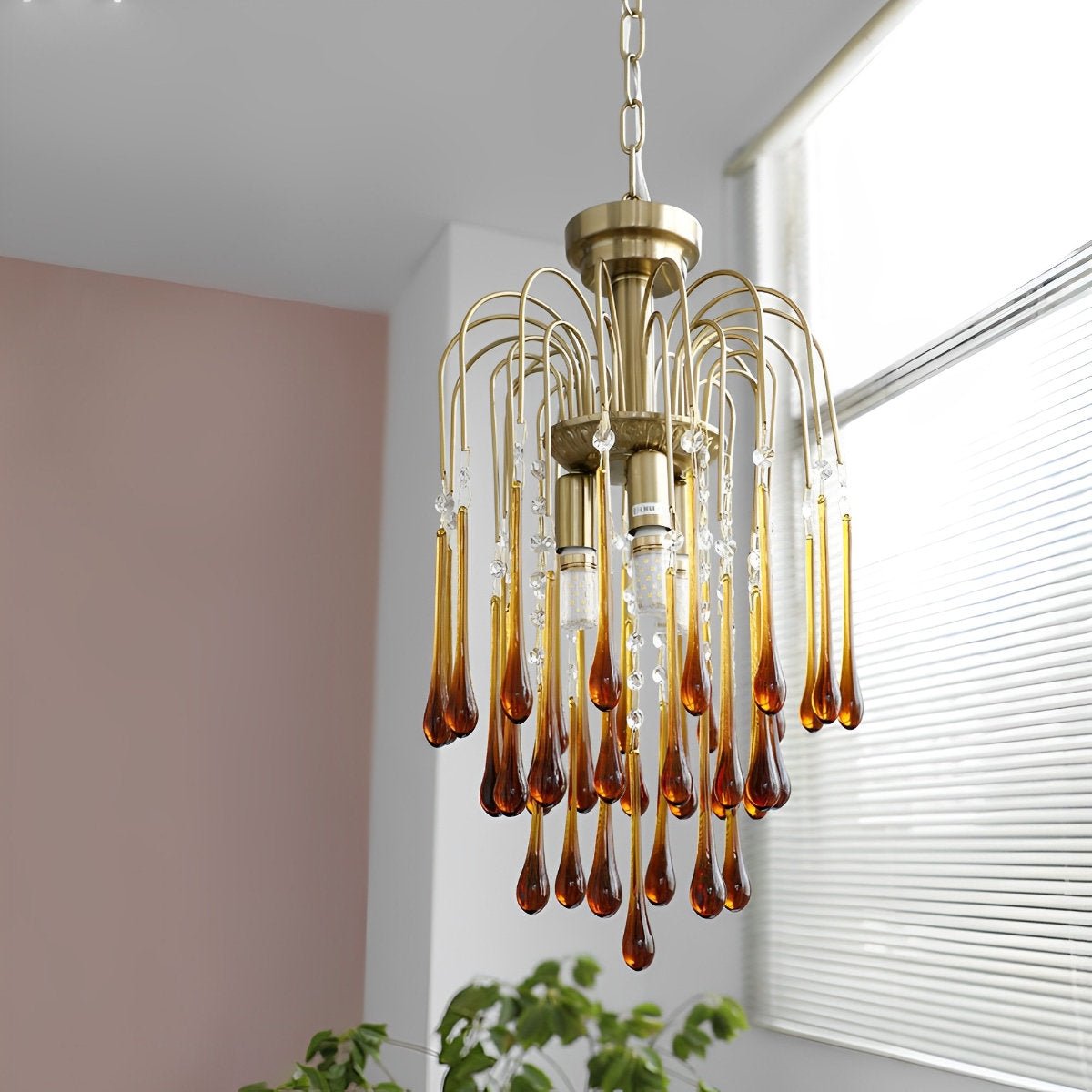Retro Gold Linear Teardrop Crystal Chandeliers - Flare Shack