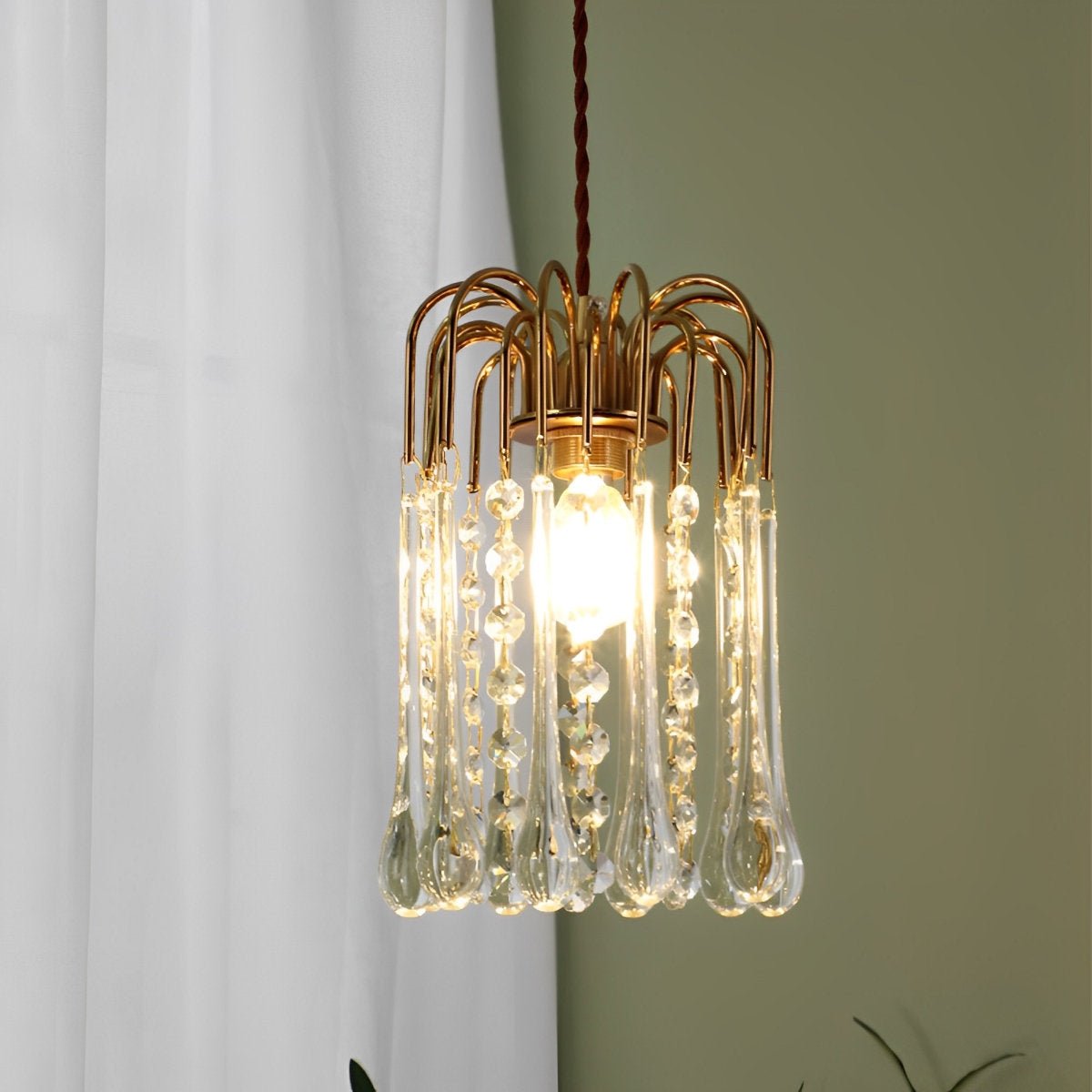 Retro Gold Linear Teardrop Crystal Chandeliers - Flare Shack
