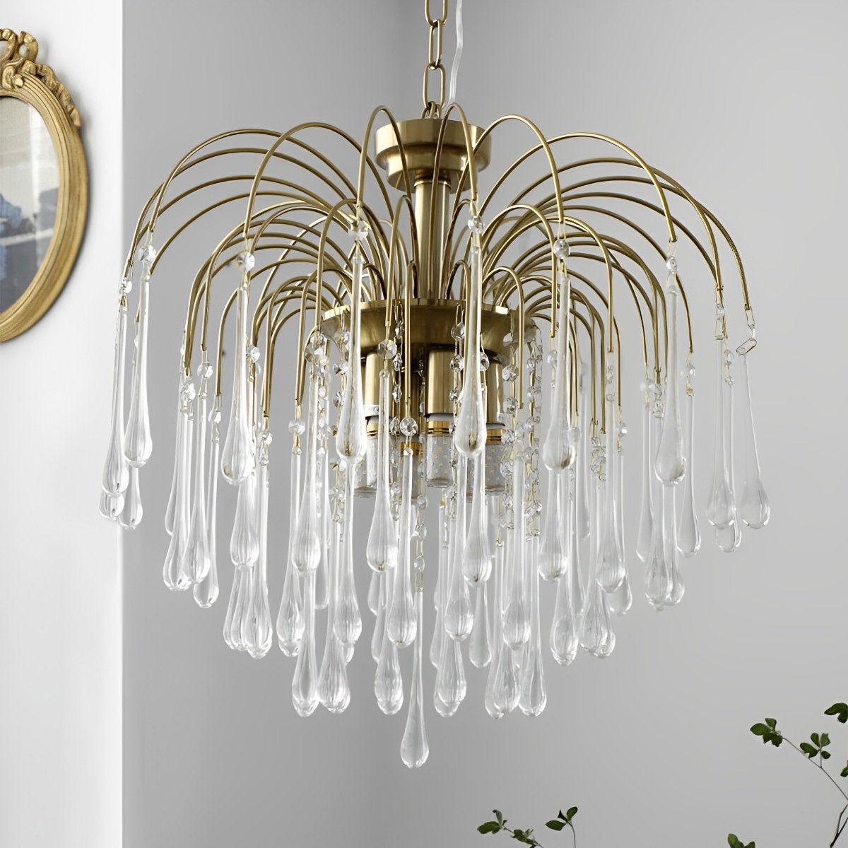 Retro Gold Linear Teardrop Crystal Chandeliers - Flare Shack