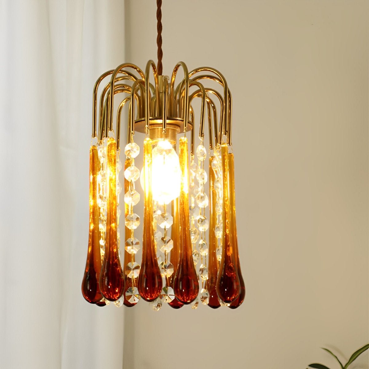 Retro Gold Linear Teardrop Crystal Chandeliers - Flare Shack